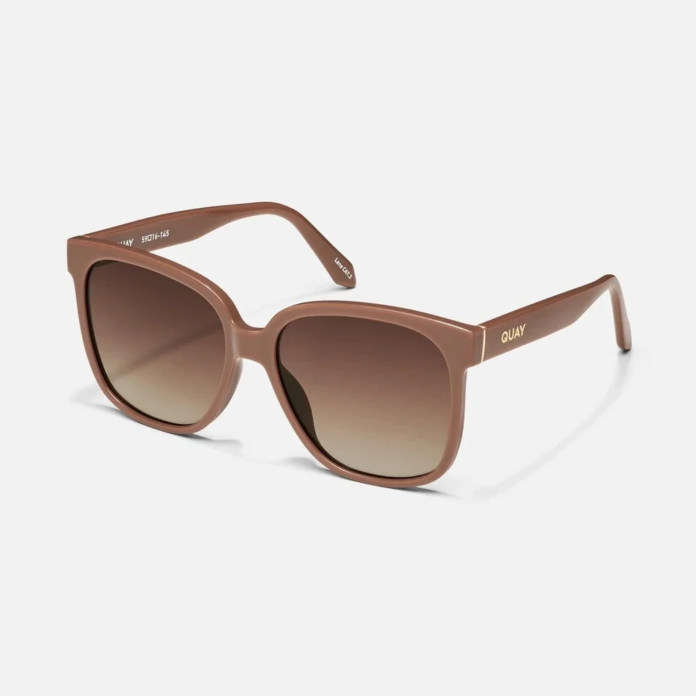 Quay Wide Awake Sunglasses Oversized Square Oat Frame Brown Lens One Size